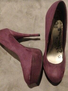 Brash Purple Faux Suede Platform Pumps Sky High Stiletto Heels - 9